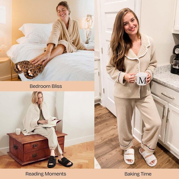 ⚡Women's Elegant Mocha Fuzzy Open Toe Slipper Soft Comfy Memory Foam House Shoes - Picture 9 of 9